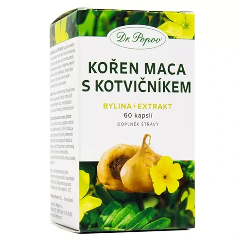 Dr. Popov Kořen Maca s Kotvičníkem (bylina + extrakt), 60 kapslí