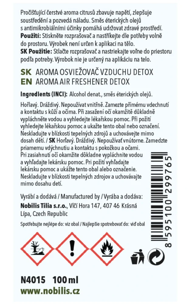 Aroma osvěžovač vzduchu Detox 100 ml
