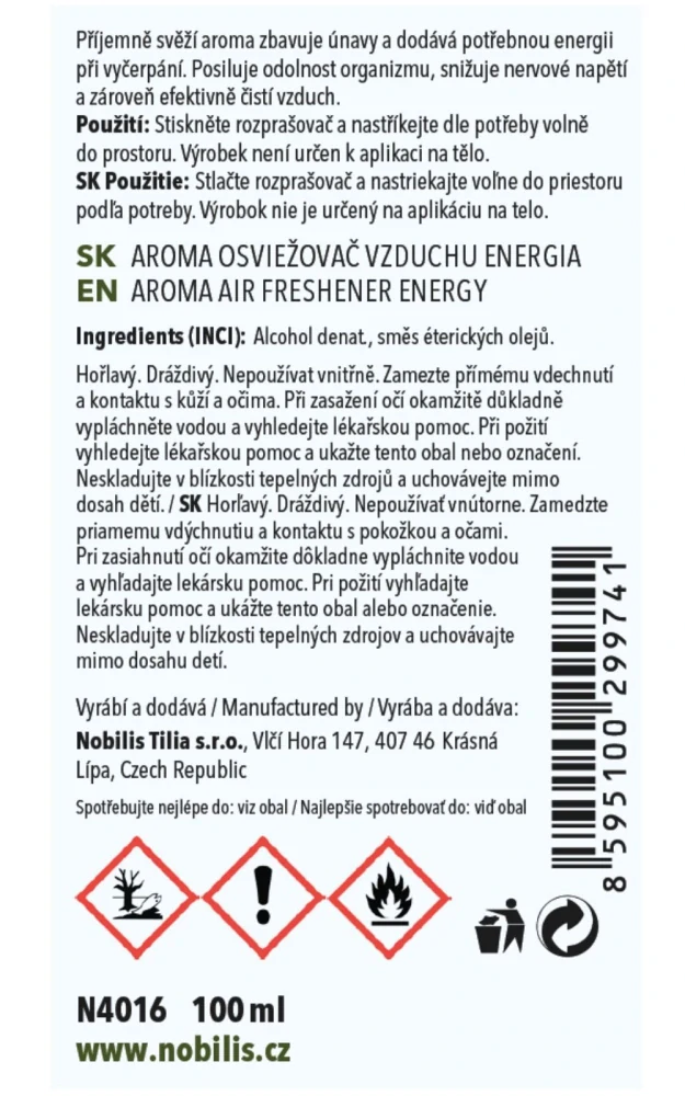 Aroma osvěžovač vzduchu Energie 100 ml