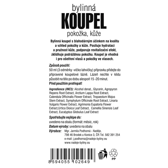 Bylinná koupel - pokožka kůže 250ml