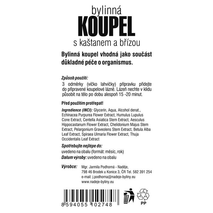 Bylinná koupel s kaštanem a břízou na lymfatický systém 250ml
