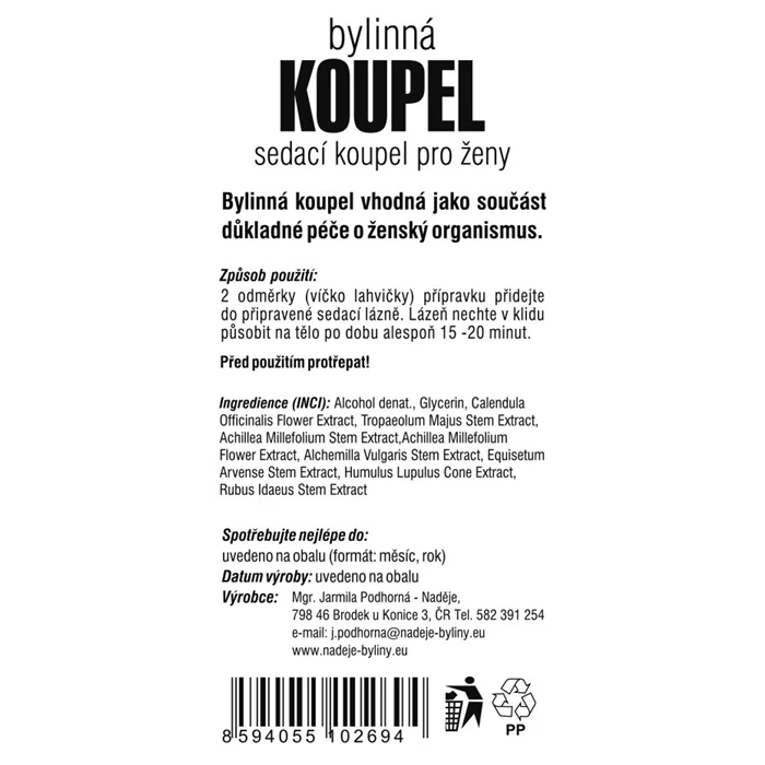 Relaxační bylinná koupel na nervy a zklidněni 250ml