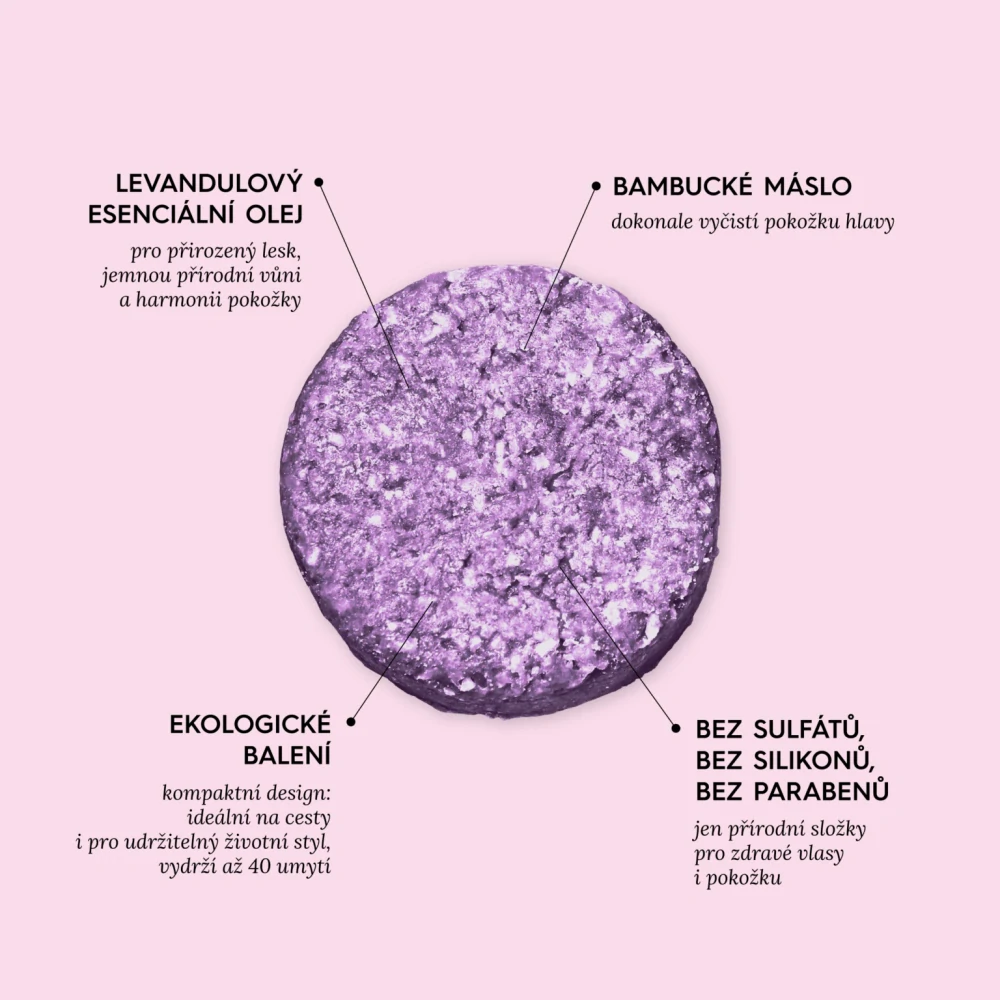 Cestovní mini levandulový šampuk pro hebké a lesklé vlasy 24g