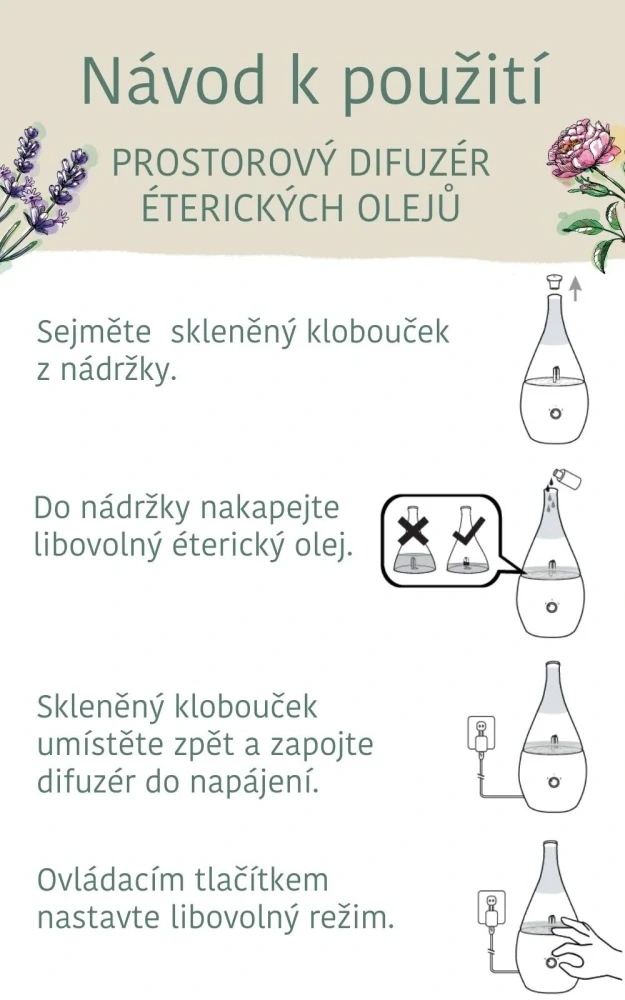 Prostorový difuzér éterických olejů